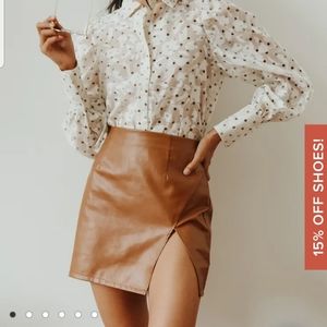 Lulus Walking the Walk vegan camel mini skirt